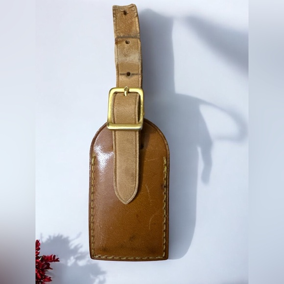 Louis Vuitton Authentic Leather Brown Luggage Tag Adjustable Belt Style Loop - Picture 2 of 2